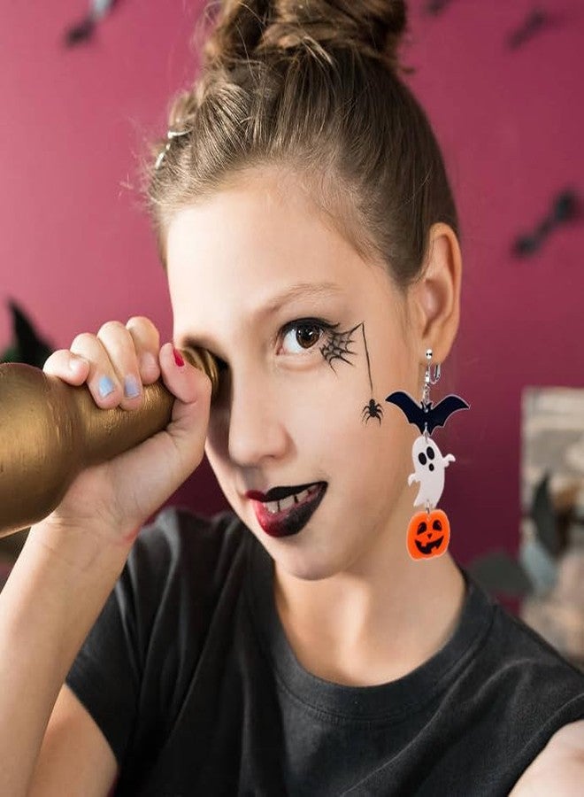 Modpide Acrylic Halloween Clip on Earrings Pumpkin Ghost Clip on Earrings Bat Earrings Halloween Jewelry Holiday Earrings (bat) - Image 2